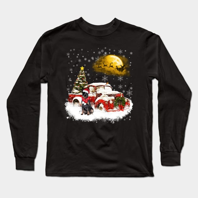 Red Truck Xmas Tree Blue Heeler Christmas Long Sleeve T-Shirt by Benko Clarence